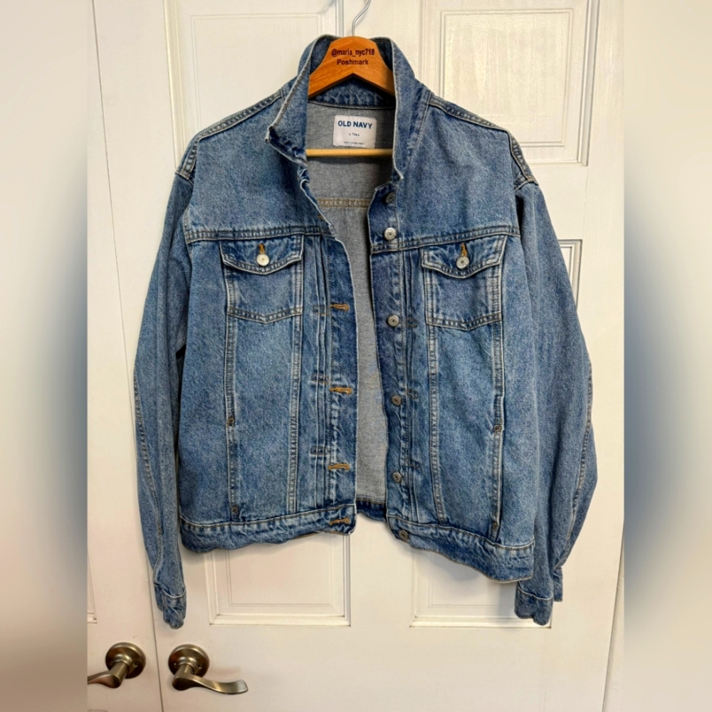 Old Navy Denim Jean Jacket Relaxed Classic Birdie- Women's Lg Tall